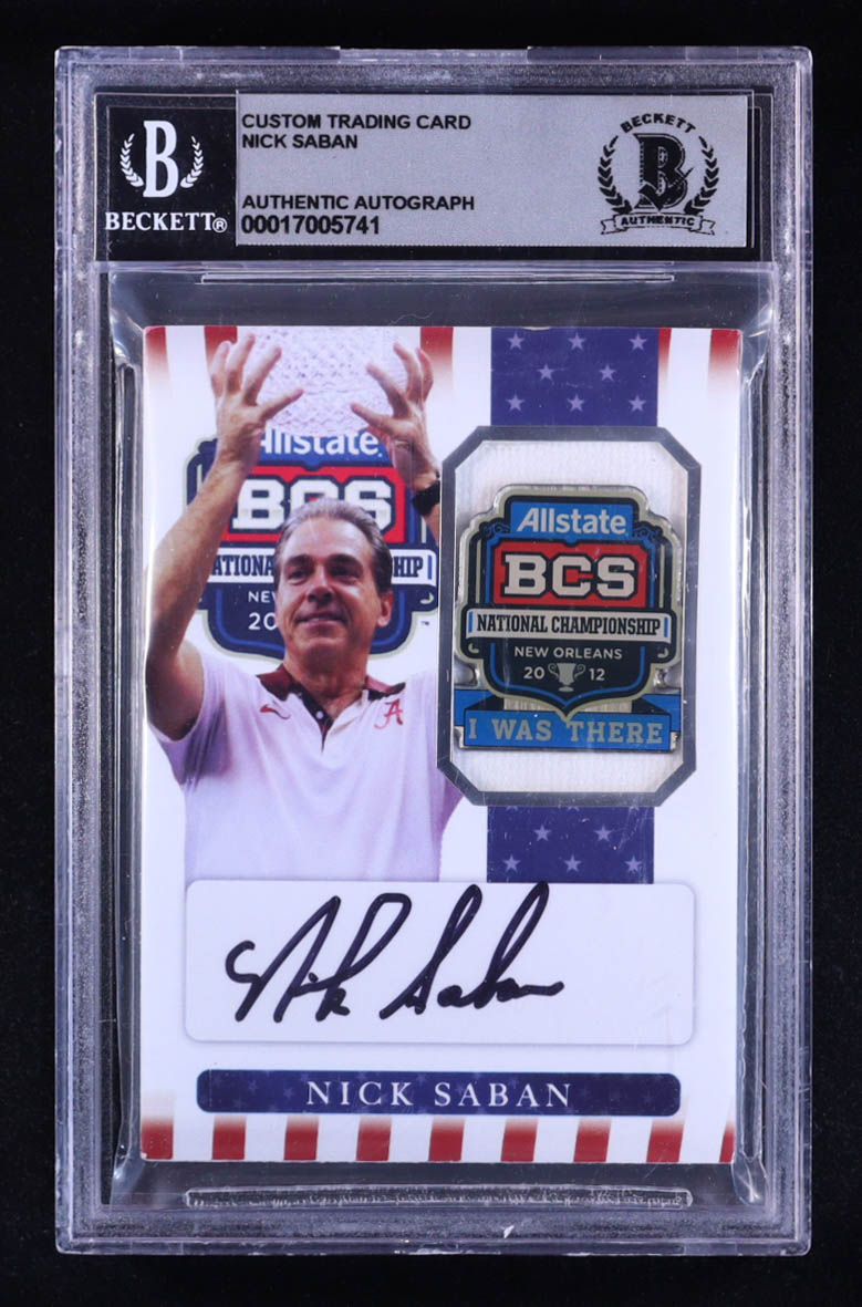Nick Saban Signed Custom Trading Card (BGS | Autograph Graded BGS 10) at PristineAuction.com Nick Saban Signed Custom Trading Card (BGS | Autograph Graded BGS 10) at PristineAuction.com