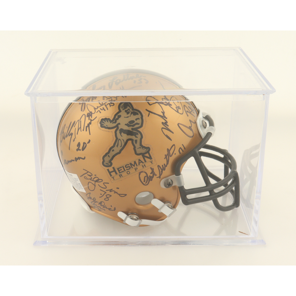 "Heisman Trophy Winners" Heisman Logo Mini Helmet With Display Case Signed By (17) With Archie Griffin, Billy Cannon, Ron Dayne, Johnny Lattner (Beckett) at PristineAuction.com