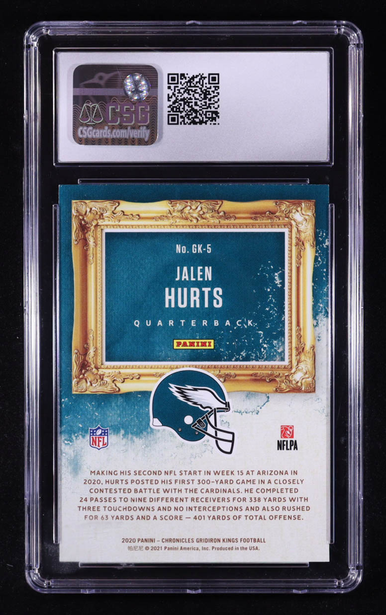 Jalen Hurts 2020 Gridiron Kings Pink #5 RC (CSG 10) at PristineAuction.com Jalen Hurts 2020 Gridiron Kings Pink #5 RC (CSG 10) at PristineAuction.com