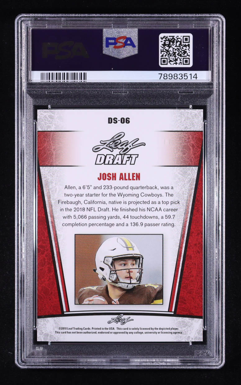 Josh Allen 2018 Leaf Special Release Draft Silver #DS06 RC (PSA 10) at PristineAuction.com Josh Allen 2018 Leaf Special Release Draft Silver #DS06 RC (PSA 10) at PristineAuction.com