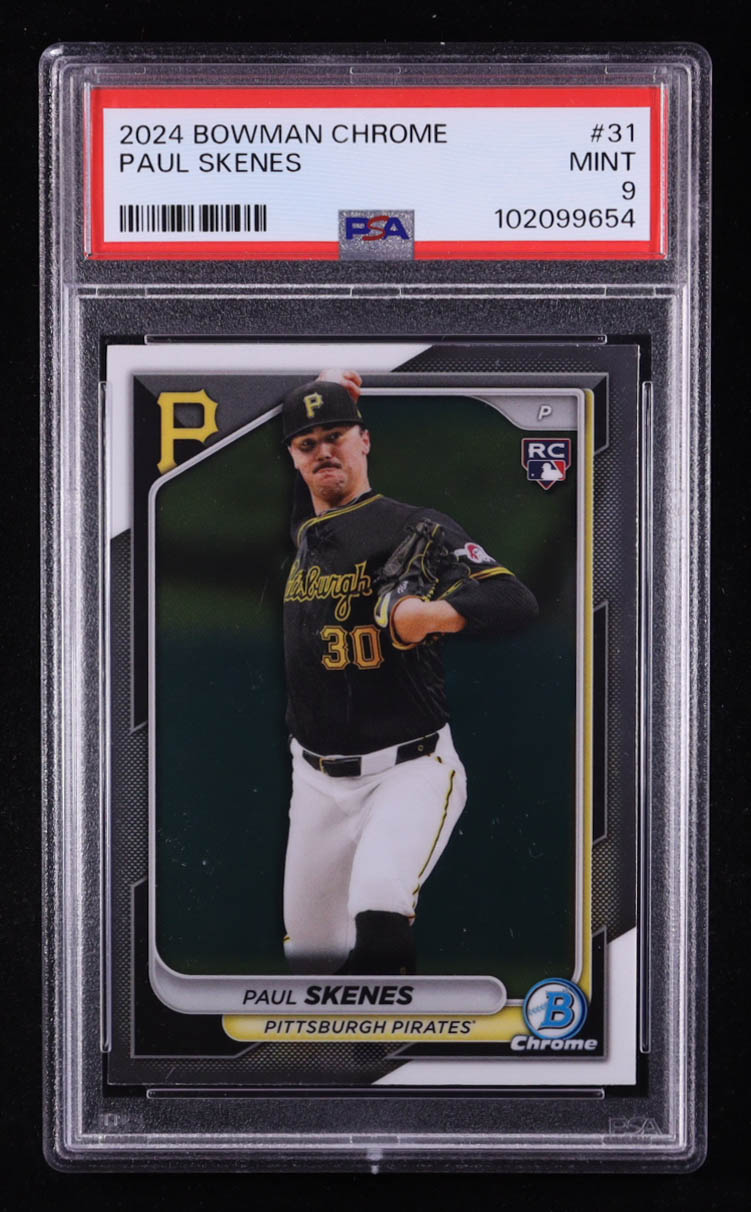 Paul Skenes 2024 Bowman Chrome #31 RC (PSA 9) at PristineAuction.com Paul Skenes 2024 Bowman Chrome #31 RC (PSA 9) at PristineAuction.com