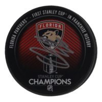 Aleksander Barkov Signed Panthers 2024 Stanley Cup Champions Logo Hockey Puck (JSA) at PristineAuction.com