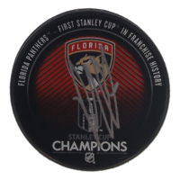 Aleksander Barkov Signed Panthers 2024 Stanley Cup Champions Logo Hockey Puck (JSA) at PristineAuction.com