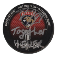 Ryan Lomberg Signed Panthers 2024 Stanley Cup Champions Logo Hockey Puck Inscribed "Together 4 Ever" (JSA) at PristineAuction.com
