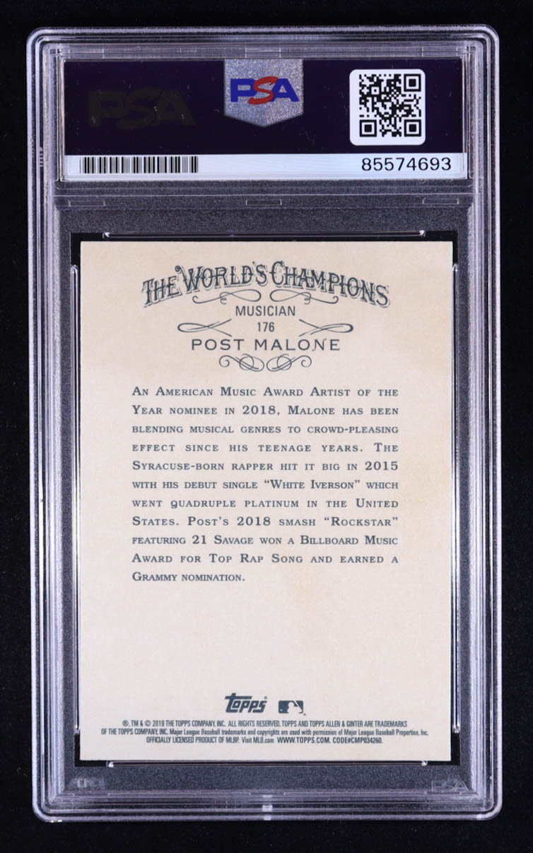 Post Malone Signed 2019 Topps Allen and Ginter #176 (PSA | Autograph Graded PSA 10) at PristineAuction.com Post Malone Signed 2019 Topps Allen and Ginter #176 (PSA | Autograph Graded PSA 10) at PristineAuction.com