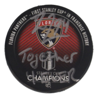 Ryan Lomberg Signed Panthers 2024 Stanley Cup Champions Logo Hockey Puck Inscribed "Together 4 Ever" (JSA) at PristineAuction.com