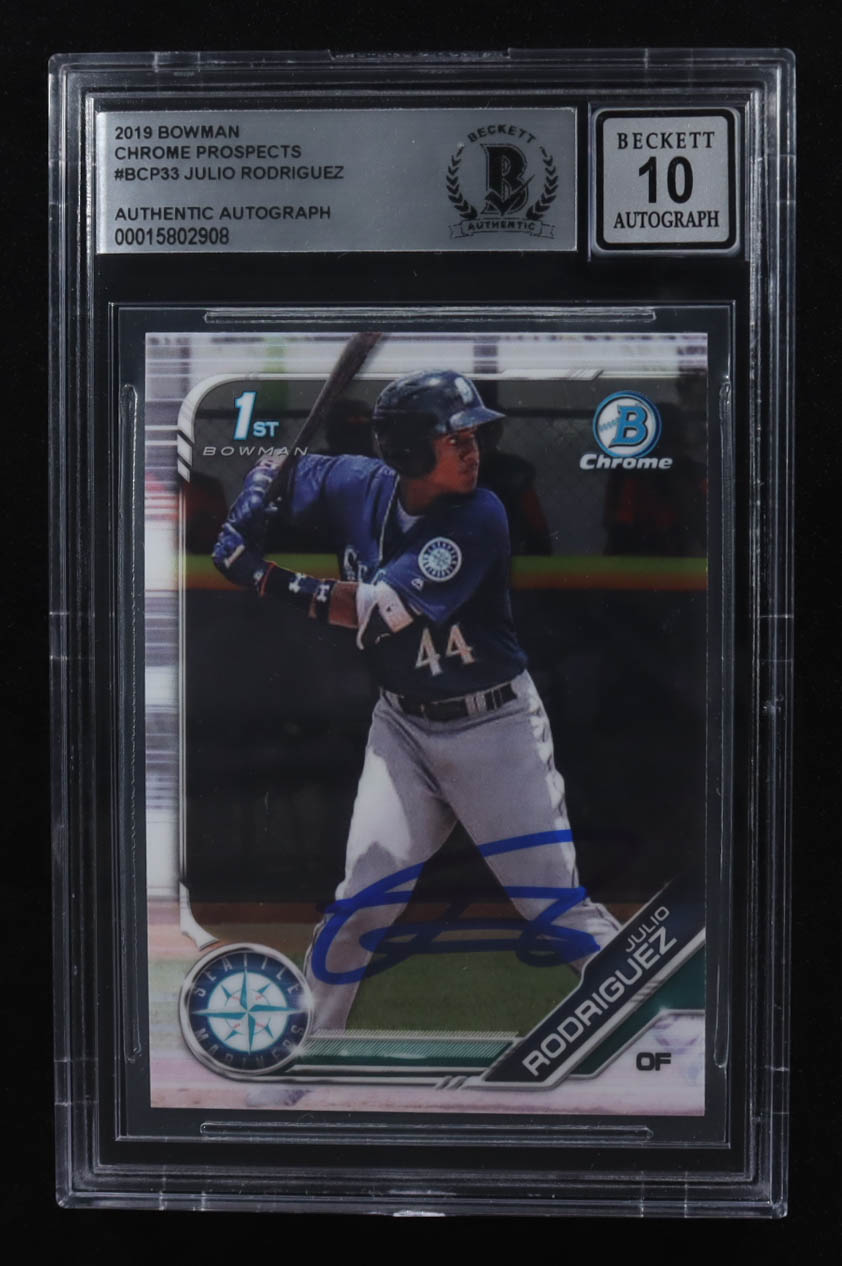Julio Rodriguez Signed 2019 Bowman Chrome Prospects #BCP33 RC (BGS | Auto 10) at PristineAuction.com Julio Rodriguez Signed 2019 Bowman Chrome Prospects #BCP33 RC (BGS | Auto 10) at PristineAuction.com