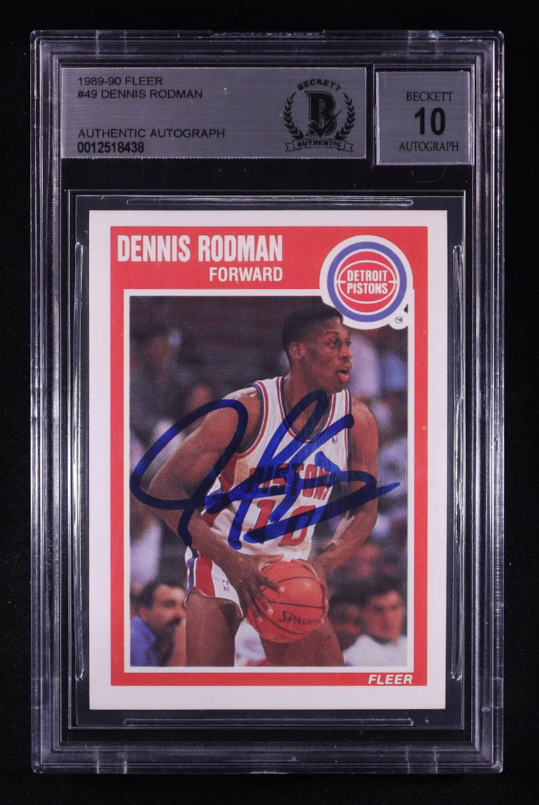 Dennis Rodman Signed 1989-90 Fleer #49 (BGS | Autograph Graded BGS 10) at PristineAuction.com Dennis Rodman Signed 1989-90 Fleer #49 (BGS | Autograph Graded BGS 10) at PristineAuction.com