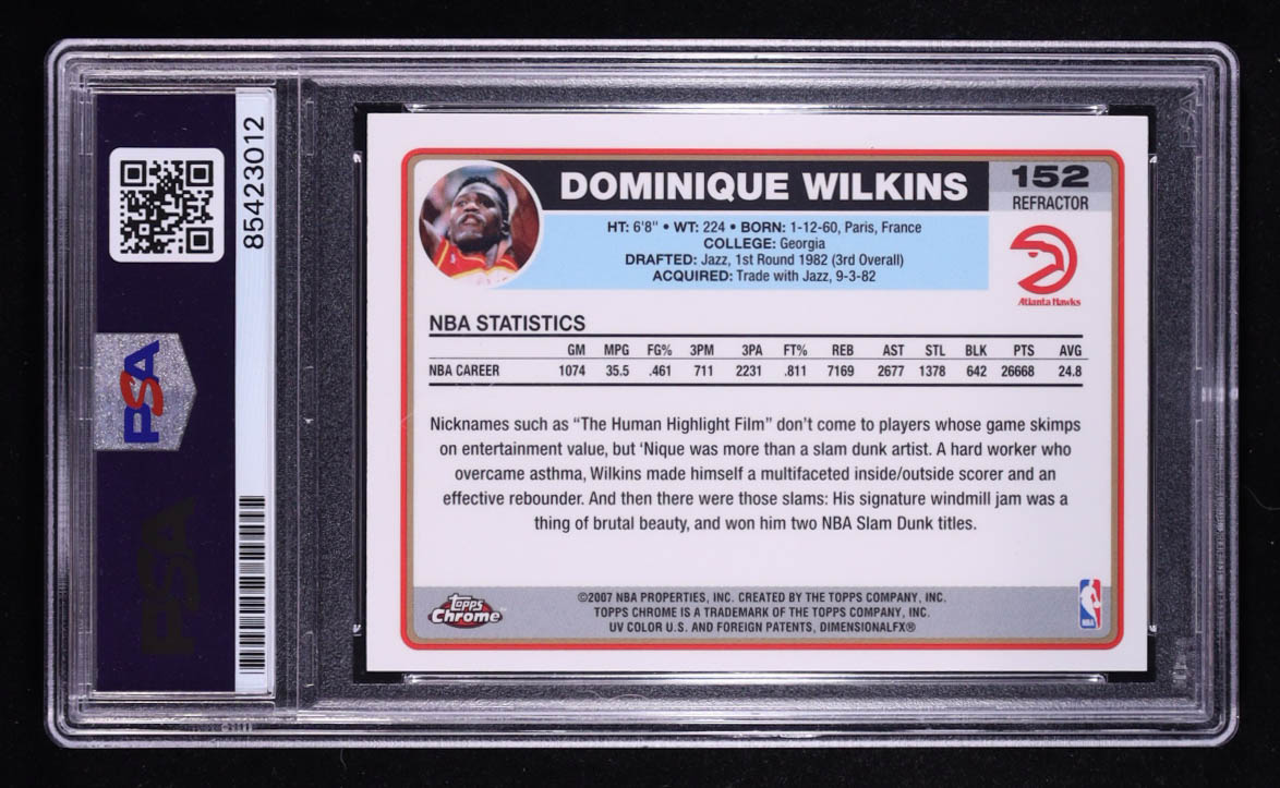 Dominique Wilkins Signed 2006-07 Topps Chrome Refractors #152 (PSA) at PristineAuction.com Dominique Wilkins Signed 2006-07 Topps Chrome Refractors #152 (PSA) at PristineAuction.com