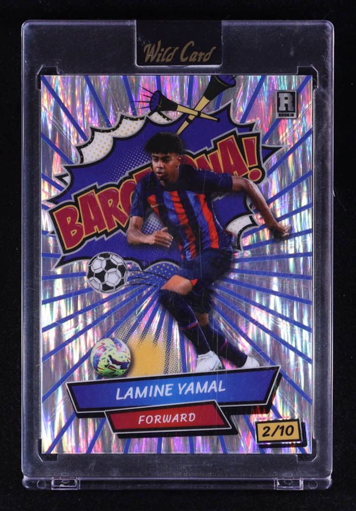 Lamine Yamal 2024 Wild Card Comix Barcelona! Silver Shock #LY5 RC #02/10 at PristineAuction.com Lamine Yamal 2024 Wild Card Comix Barcelona! Silver Shock #LY5 RC #02/10 at PristineAuction.com