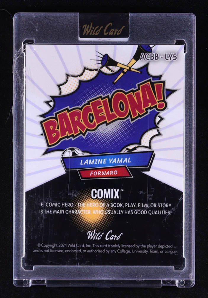 Lamine Yamal 2024 Wild Card Comix Barcelona! Silver Shock #LY5 RC #02/10 at PristineAuction.com Lamine Yamal 2024 Wild Card Comix Barcelona! Silver Shock #LY5 RC #02/10 at PristineAuction.com