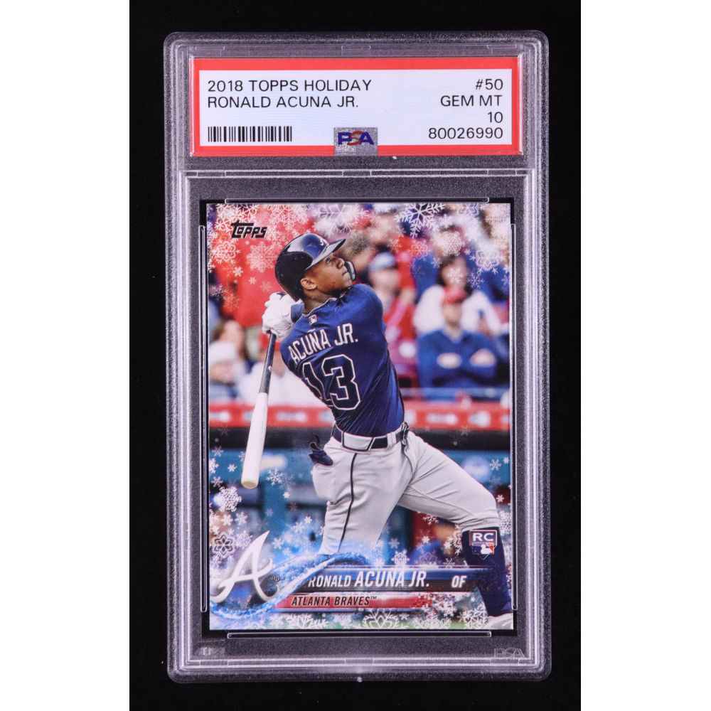 Ronald Acuna Jr. 2018 Topps Walmart Holiday Snowflake #HMW50 RC (PSA 10) at PristineAuction.com