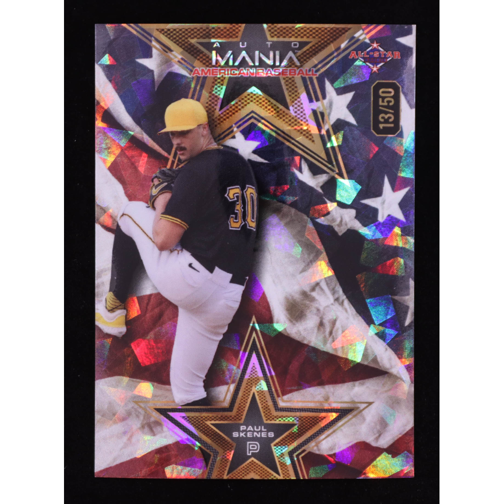 Paul Skenes 2024 Wild Card Auto Mania American Baseball Star American Flag Crystal #AMAS-PS #13/50 RC at PristineAuction.com