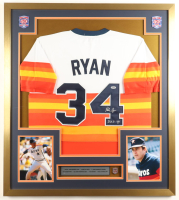 Nolan Ryan Signed Custom Framed Jersey Display Inscribed "H.O.F. '99" with Hall of Fame Pin (PSA) at PristineAuction.com