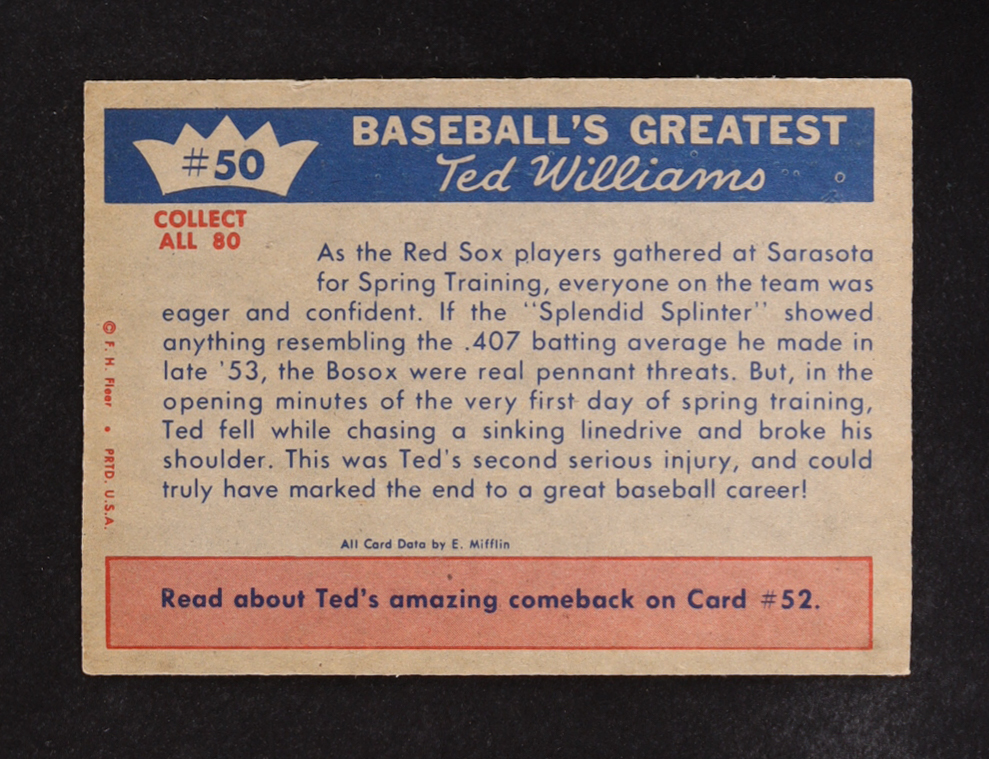 Ted Williams 1959 Fleer March 1954 Spring Injury #50 at PristineAuction.com Ted Williams 1959 Fleer March 1954 Spring Injury #50 at PristineAuction.com