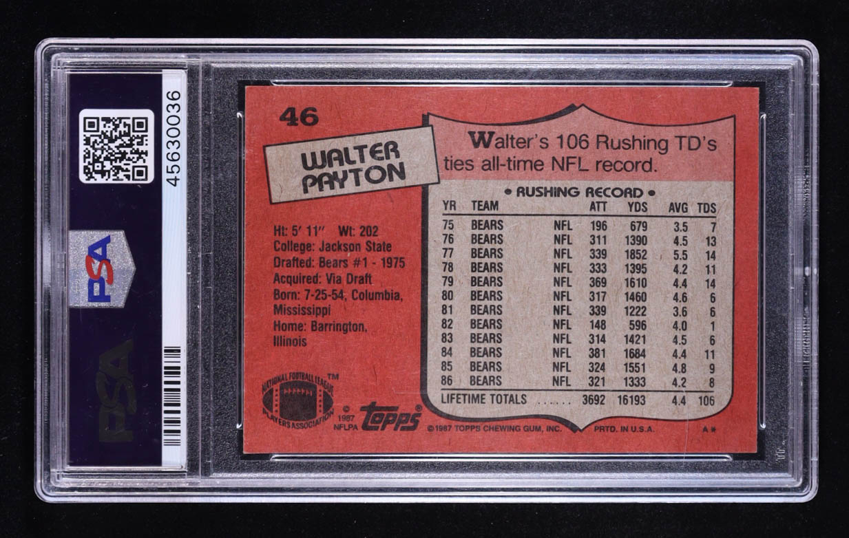Walter Payton 1987 Topps #46 (PSA 6) at PristineAuction.com Walter Payton 1987 Topps #46 (PSA 6) at PristineAuction.com