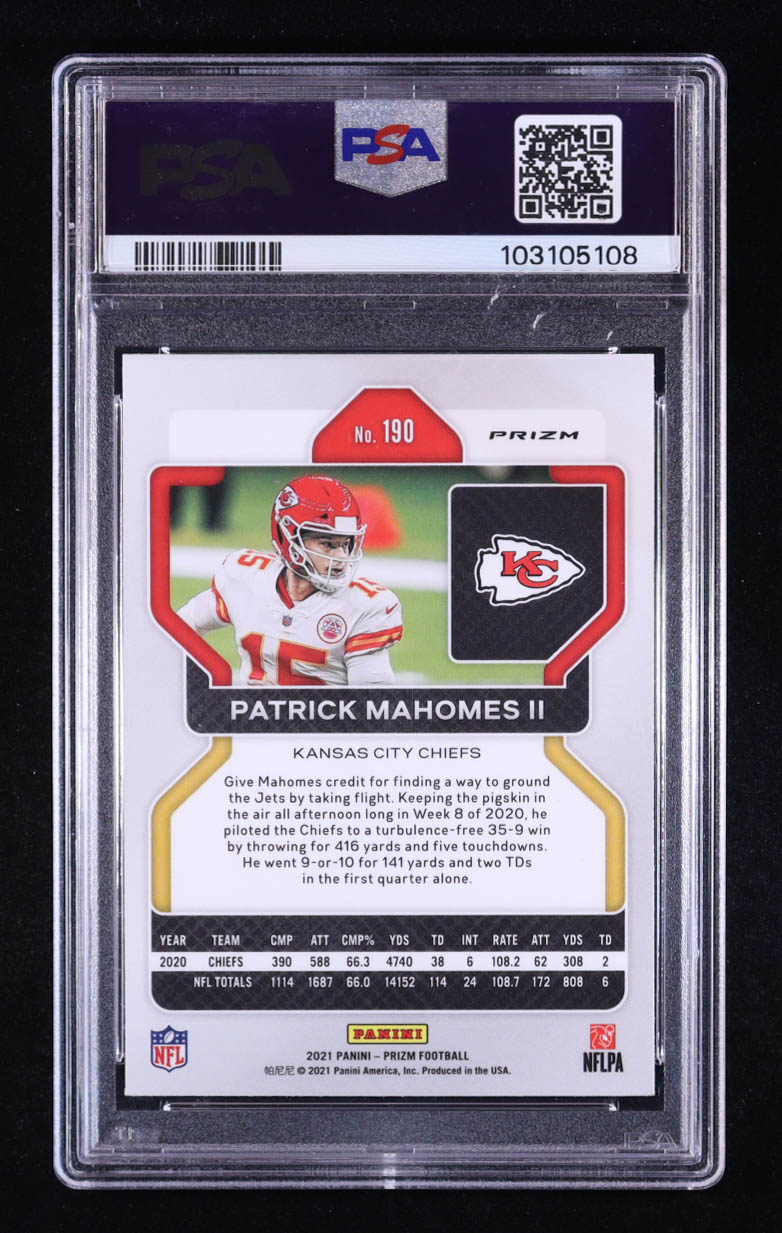 Patrick Mahomes II 2021 Panini Prizm Prizms Lazer #190 (PSA 9) at PristineAuction.com Patrick Mahomes II 2021 Panini Prizm Prizms Lazer #190 (PSA 9) at PristineAuction.com
