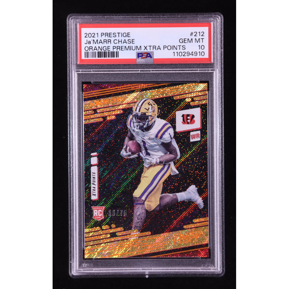 Ja'Marr Chase 2021 Prestige Xtra Points Premium Orange #212 #36/75 RC (PSA 10) at PristineAuction.com