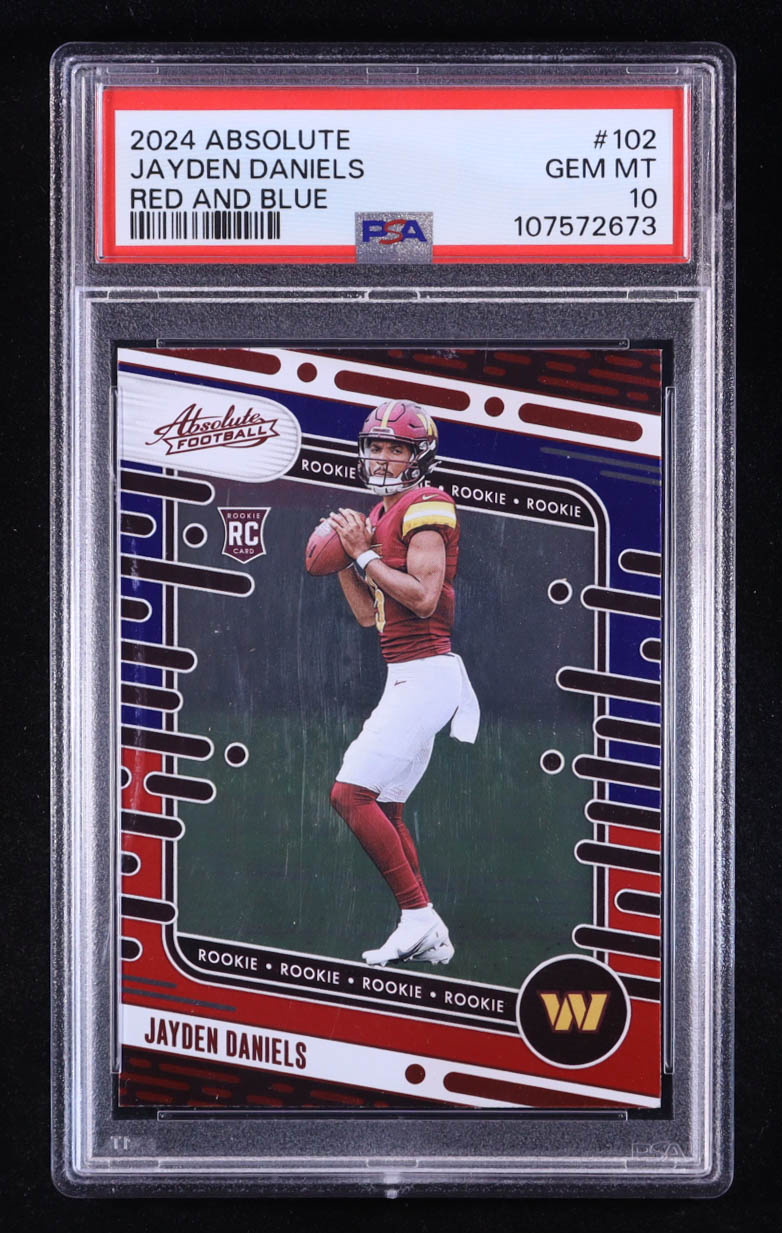 Jayden Daniels 2024 Absolute Red and Blue #102 RC (PSA 10) at PristineAuction.com Jayden Daniels 2024 Absolute Red and Blue #102 RC (PSA 10) at PristineAuction.com