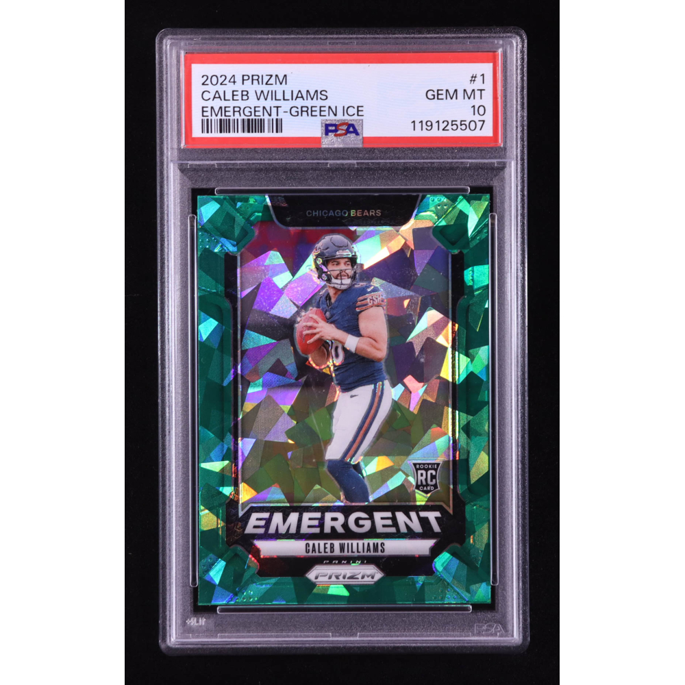 Caleb Williams 2024 Panini Prizm Emergent Prizms Green Ice #1 RC (PSA 10) at PristineAuction.com