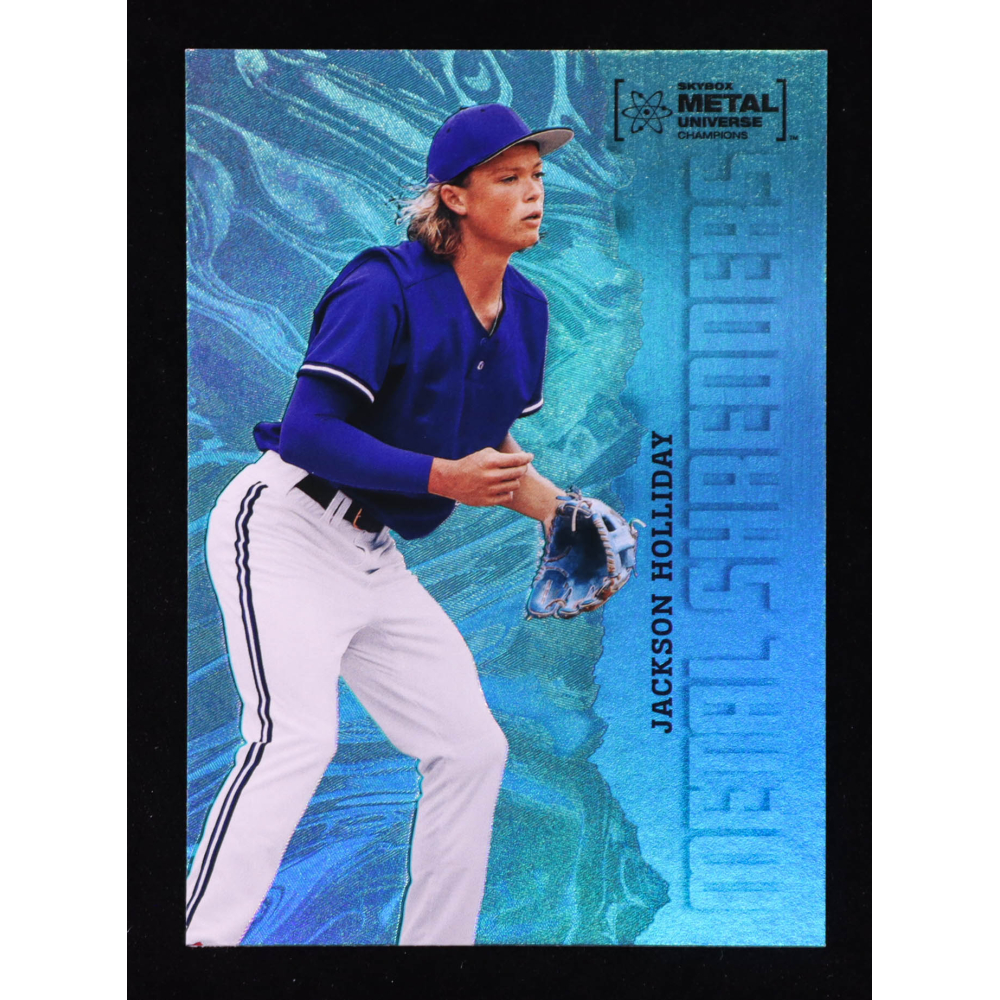 Jackson Holliday 2022 Skybox Metal Universe Champions Aqua #149 RC at PristineAuction.com