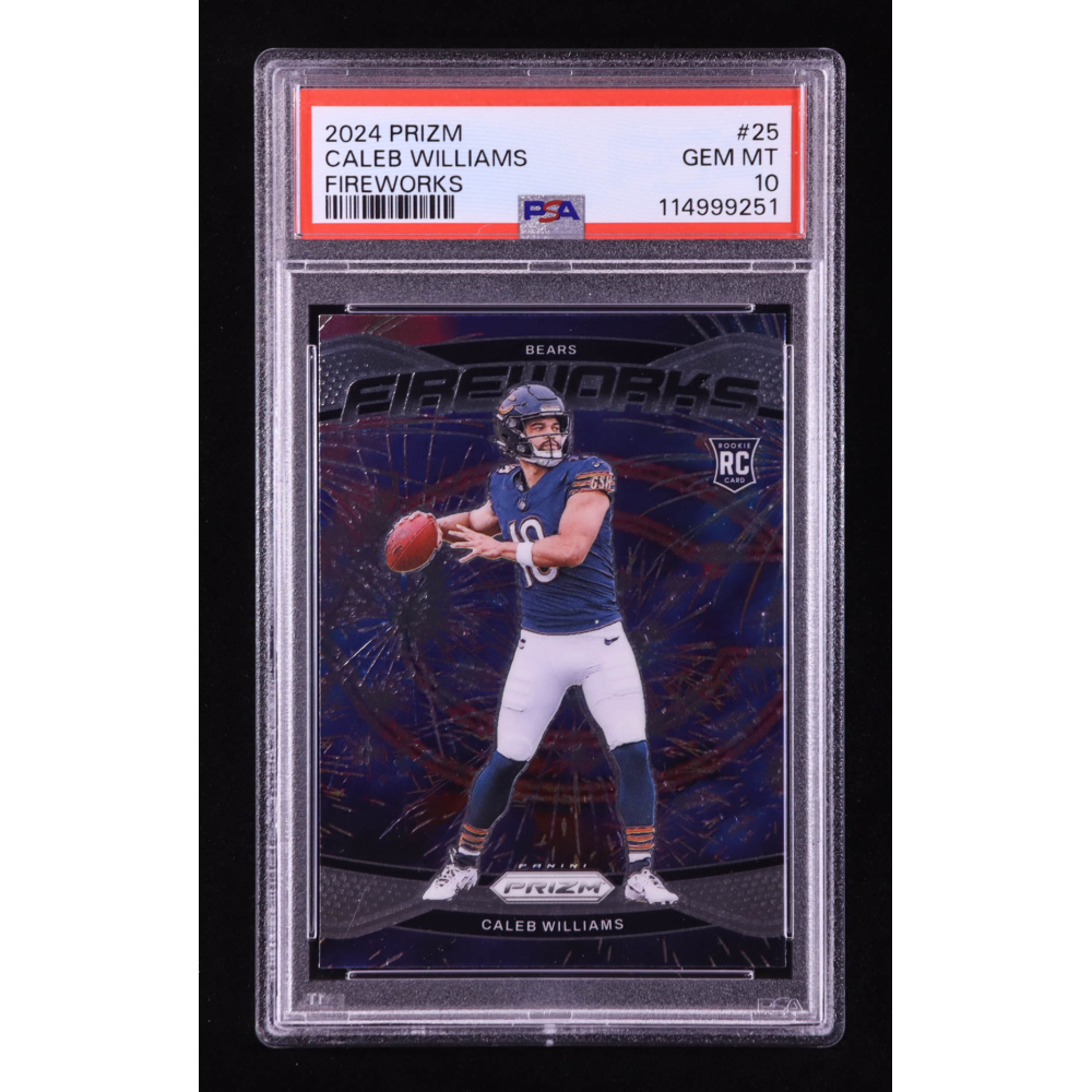 Caleb Williams 2024 Panini Prizm Fireworks #25 RC (PSA 10) at PristineAuction.com