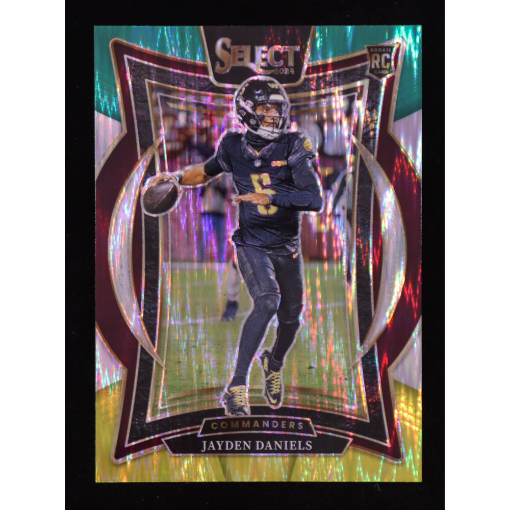 Jayden Daniels 2024 Select Prizm Green and Yellow Shock #26 RC at PristineAuction.com