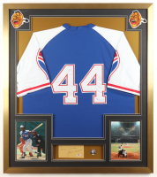 Hank Aaron Signed Custom Framed Cut Display with Jersey & Homerun Pin (PSA | Auto Grade 10) at PristineAuction.com