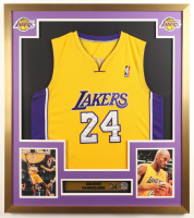 Kobe Bryant Custom Framed Jersey Display with Kobe Pin, 2010 Champs Pin & (2) Team Logo Patches at PristineAuction.com