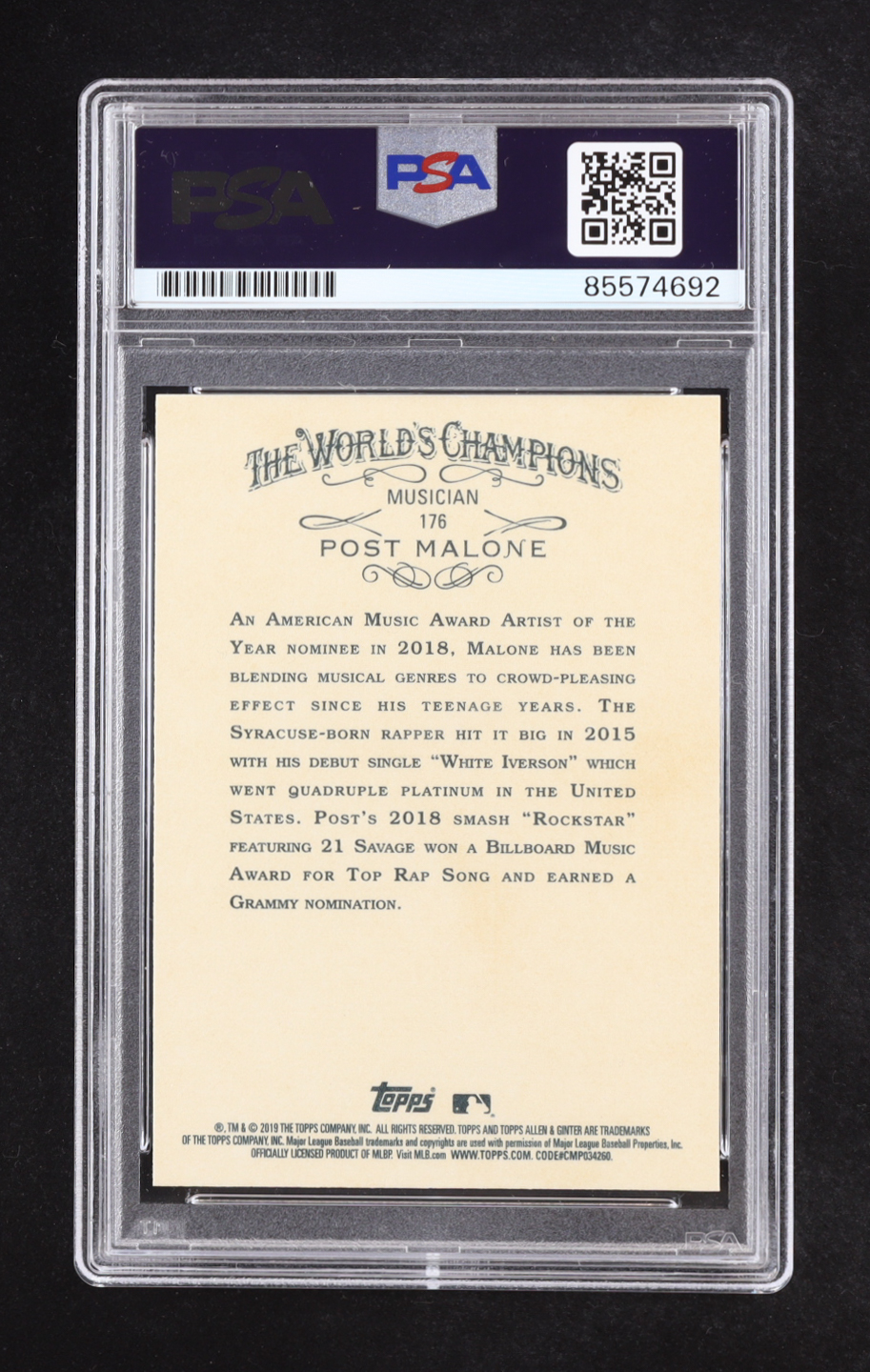 Post Malone Signed 2019 Topps Allen and Ginter #176 (PSA | Auto 10) at PristineAuction.com Post Malone Signed 2019 Topps Allen and Ginter #176 (PSA | Auto 10) at PristineAuction.com