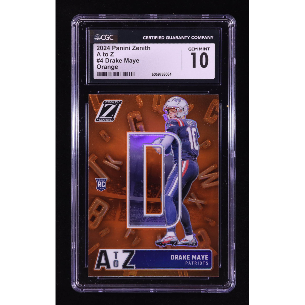 Drake Maye 2024 Zenith A to Z Orange #4 RC (CGC 10) at PristineAuction.com