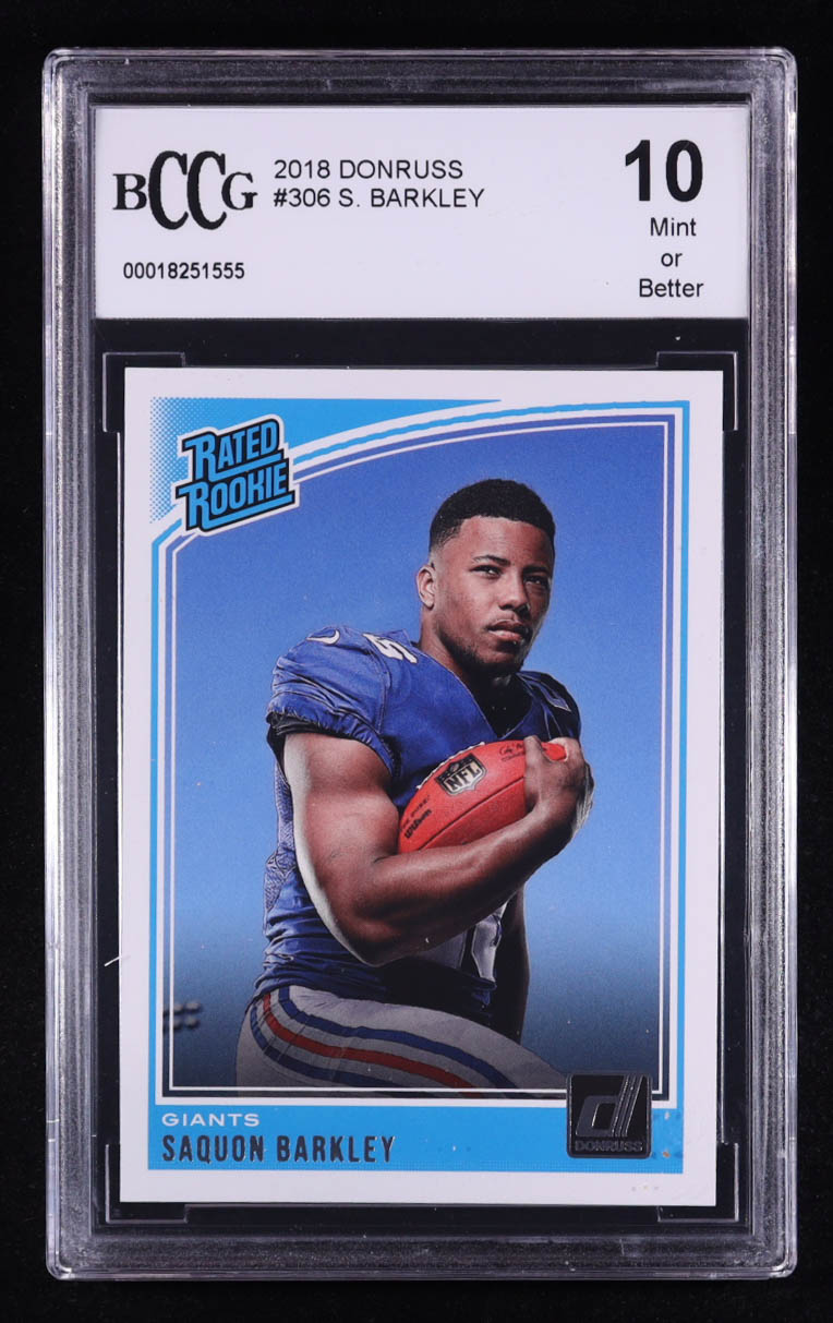 Saquon Barkley 2018 Donruss #306 RR RC (BCCG 10) at PristineAuction.com Saquon Barkley 2018 Donruss #306 RR RC (BCCG 10) at PristineAuction.com