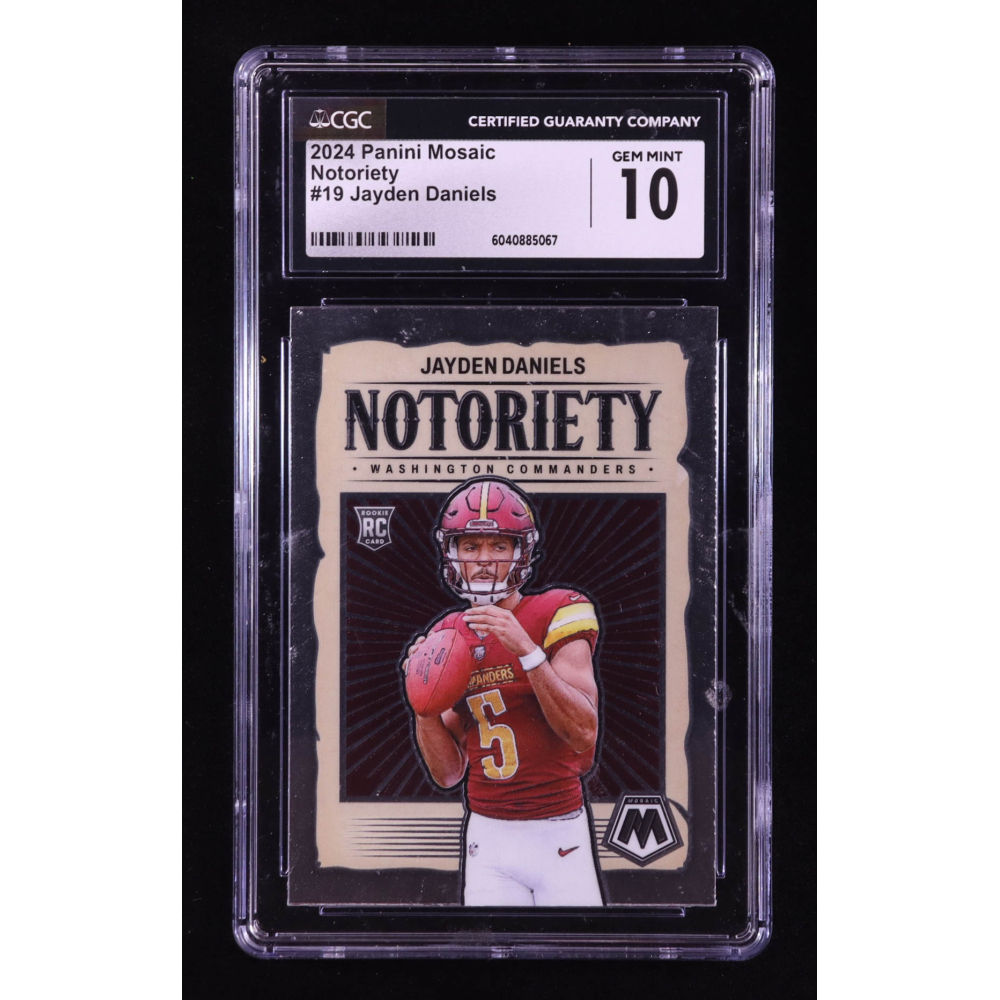 Jayden Daniels 2024 Panini Mosaic Notoriety #19 RC (CGC 10) at PristineAuction.com