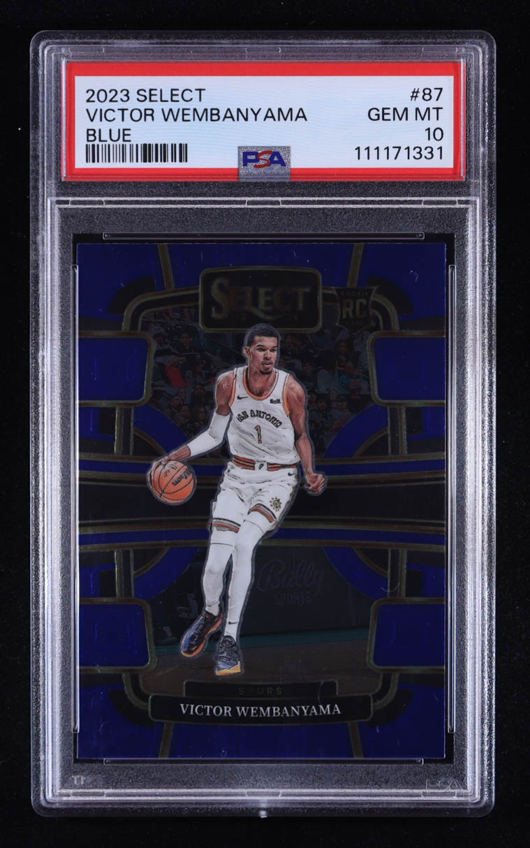 Victor Wembanyama 2023-24 Panini Select Blue Concourse #87 RC (PSA 10) at PristineAuction.com Victor Wembanyama 2023-24 Panini Select Blue Concourse #87 RC (PSA 10) at PristineAuction.com