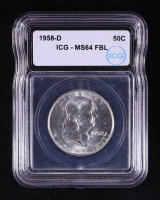 1958-D Franklin Silver Half Dollar (ICG MS64 FBL) at PristineAuction.com