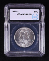 1957-D Franklin Silver Half Dollar (ICG MS64 FBL) at PristineAuction.com