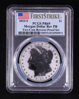 2023-S Morgan Silver Dollar, First Strike Two-Coin Reverse Proof Set (PCGS PR69) at PristineAuction.com