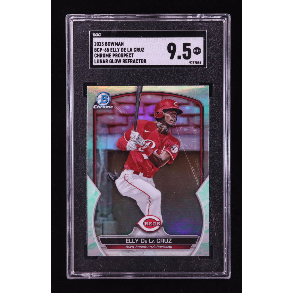 Elly De LA Cruz 2023 Bowman Chrome Prospects Lunar Glow Refractors #BCP65 RC (SGC 9.5) at PristineAuction.com