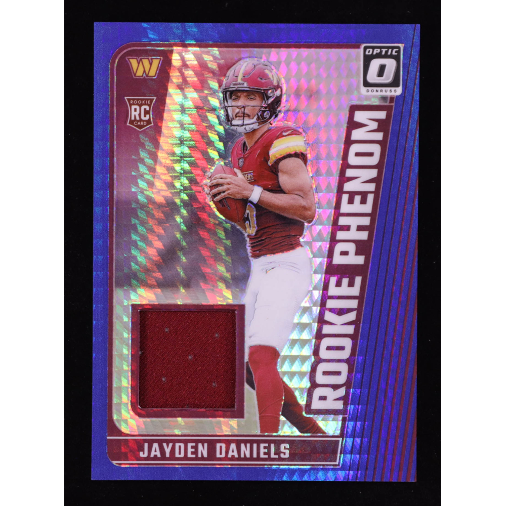 Jayden Daniels 2024 Donruss Optic Rookie Phenoms Blue Hyper #17 RC at PristineAuction.com