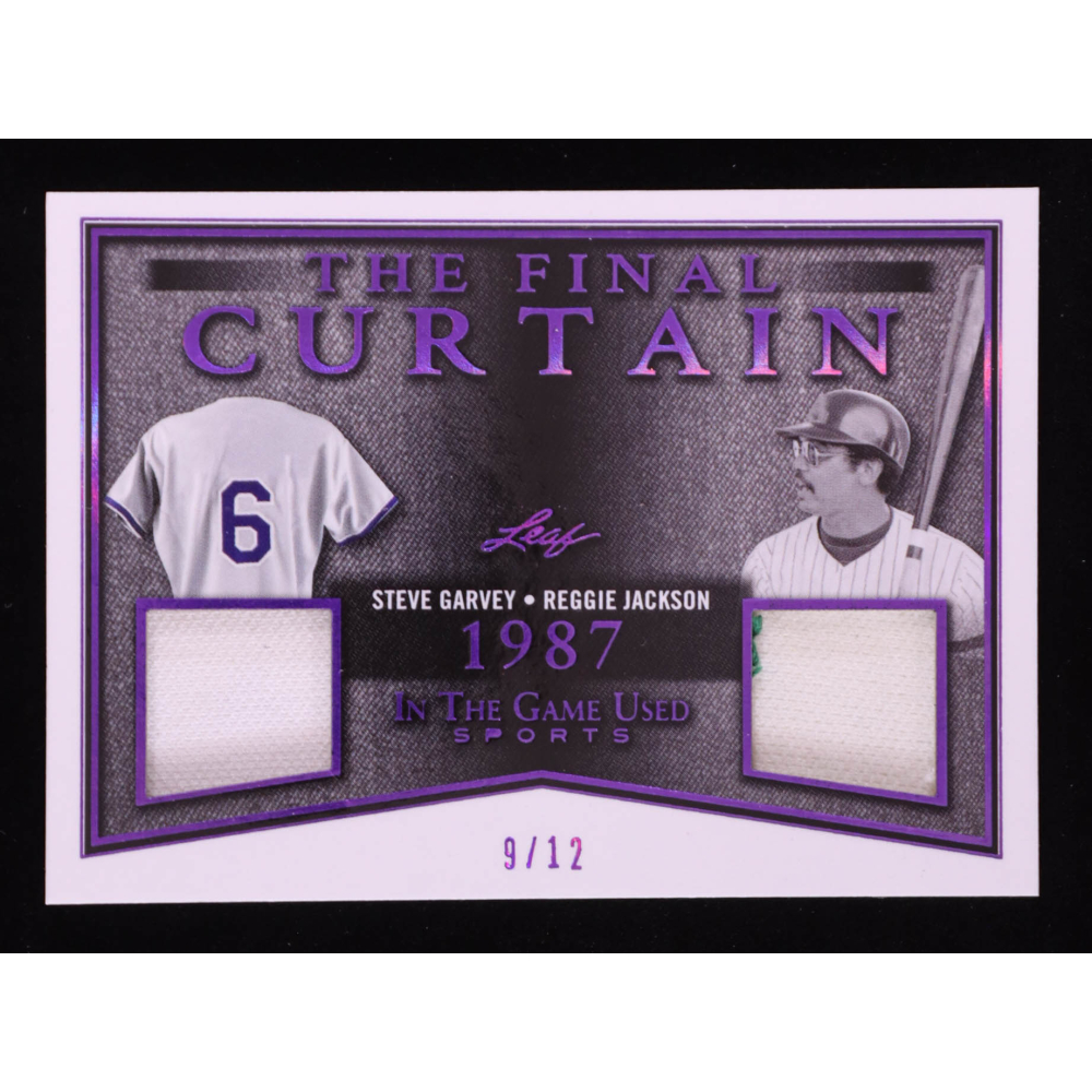 Steve Garvey / Reggie Jackson 2019 ITG Used Sports The Final Curtain Dual Memorabilia Purple Spectrum #TFC05 #09/12 at PristineAuction.com
