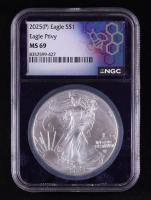2025(P) American Silver Eagle, Eagle Privy - Limited Mintage of 500,000 (NGC MS69) at PristineAuction.com