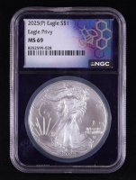 2025(P) American Silver Eagle, Eagle Privy - Limited Mintage of 500,000 (NGC MS69) at PristineAuction.com