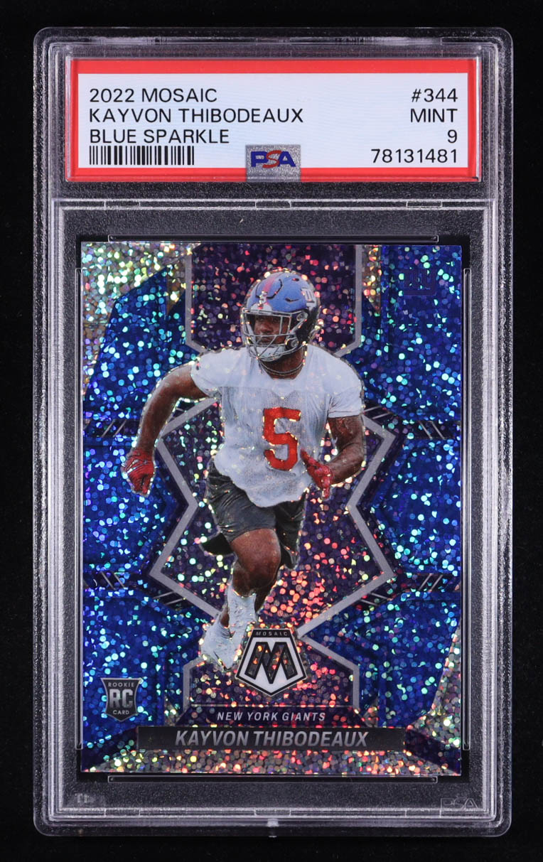 Kayvon Thibodeaux 2022 Panini Mosaic Blue Sparkle #344 RC (PSA 9) at PristineAuction.com Kayvon Thibodeaux 2022 Panini Mosaic Blue Sparkle #344 RC (PSA 9) at PristineAuction.com