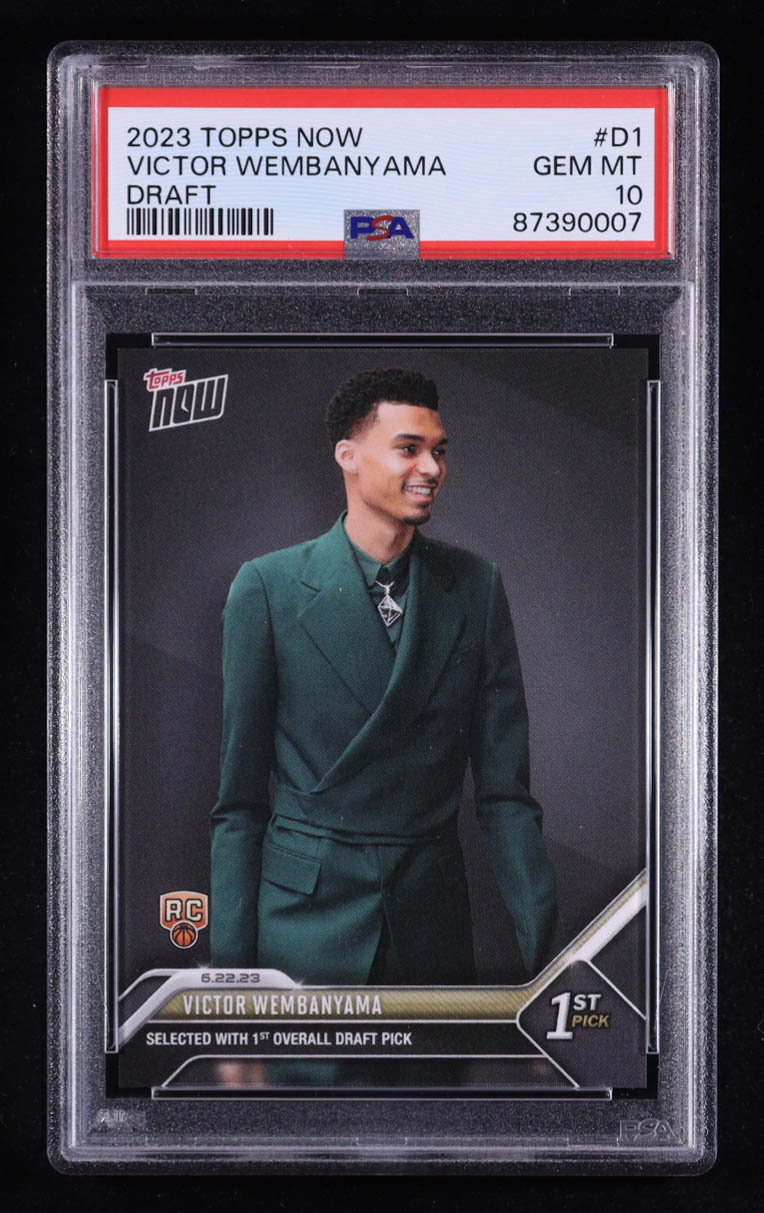 Victor Wembanyama 2023 Topps Now Draft #D1 RC (PSA 10) at PristineAuction.com Victor Wembanyama 2023 Topps Now Draft #D1 RC (PSA 10) at PristineAuction.com