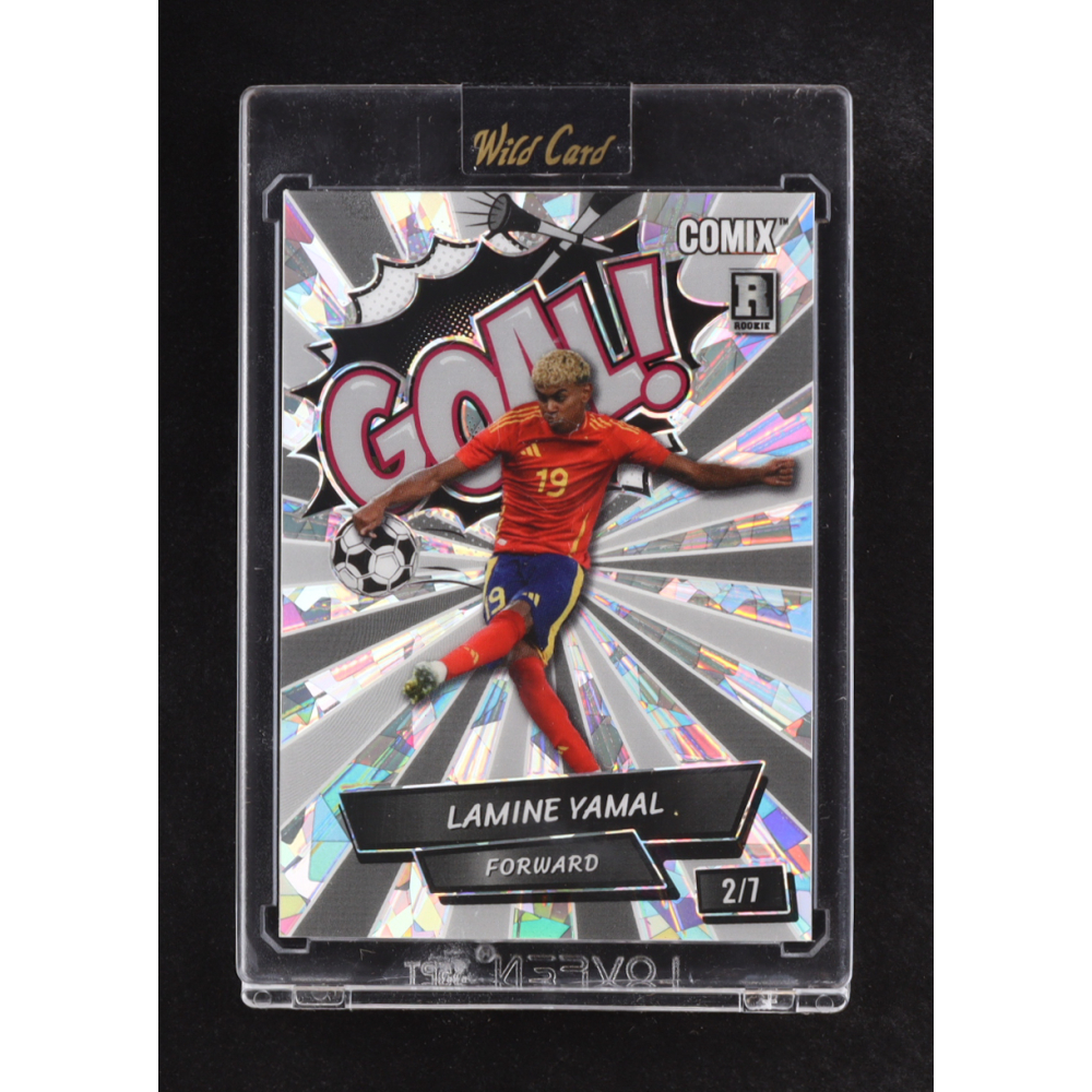 Lamine Yamal 2024 Wild Card Comix GOAL! Silver Crystal #ACBLG-LY07 #2/7 RC at PristineAuction.com