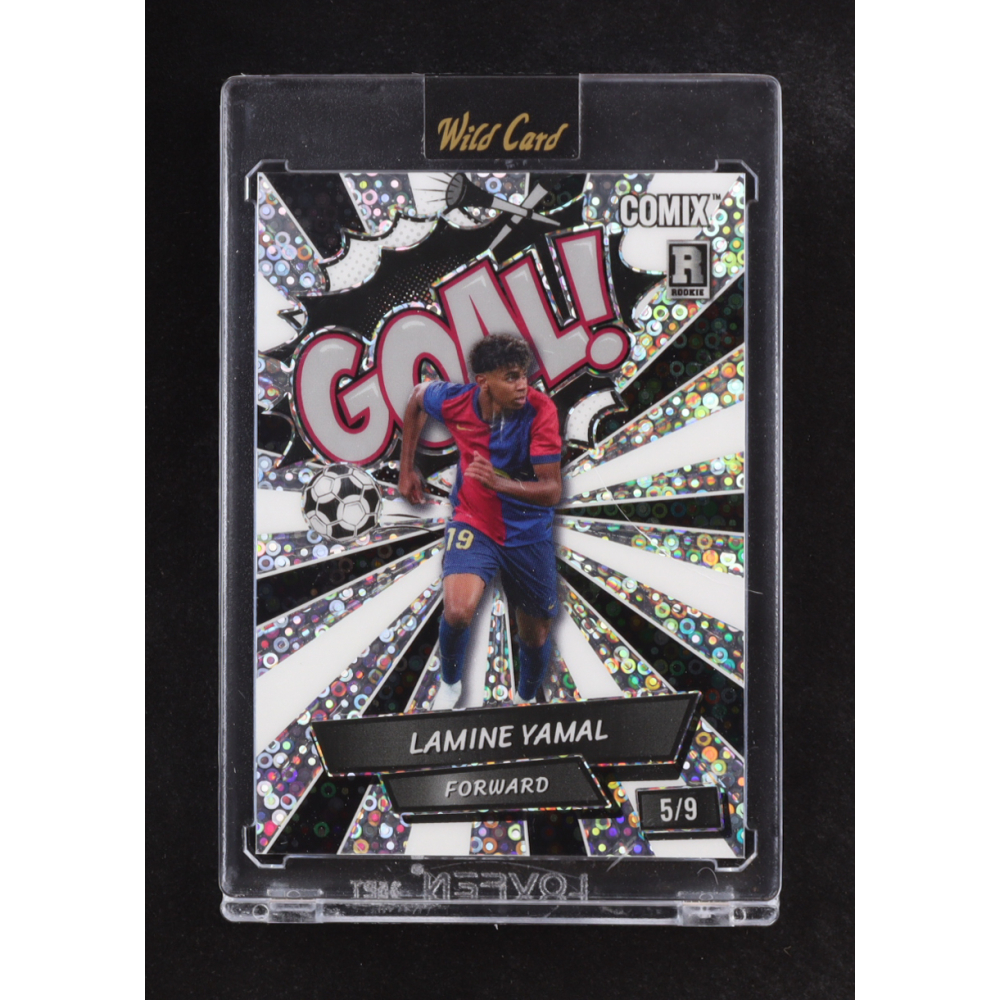 Lamine Yamal 2024 Wild Card Comix GOAL! Silver Donut Circles #ACBLG-LY11 #5/9 RC at PristineAuction.com Lamine Yamal 2024 Wild Card Comix GOAL! Silver Donut Circles #ACBLG-LY11 #5/9 RC at PristineAuction.com
