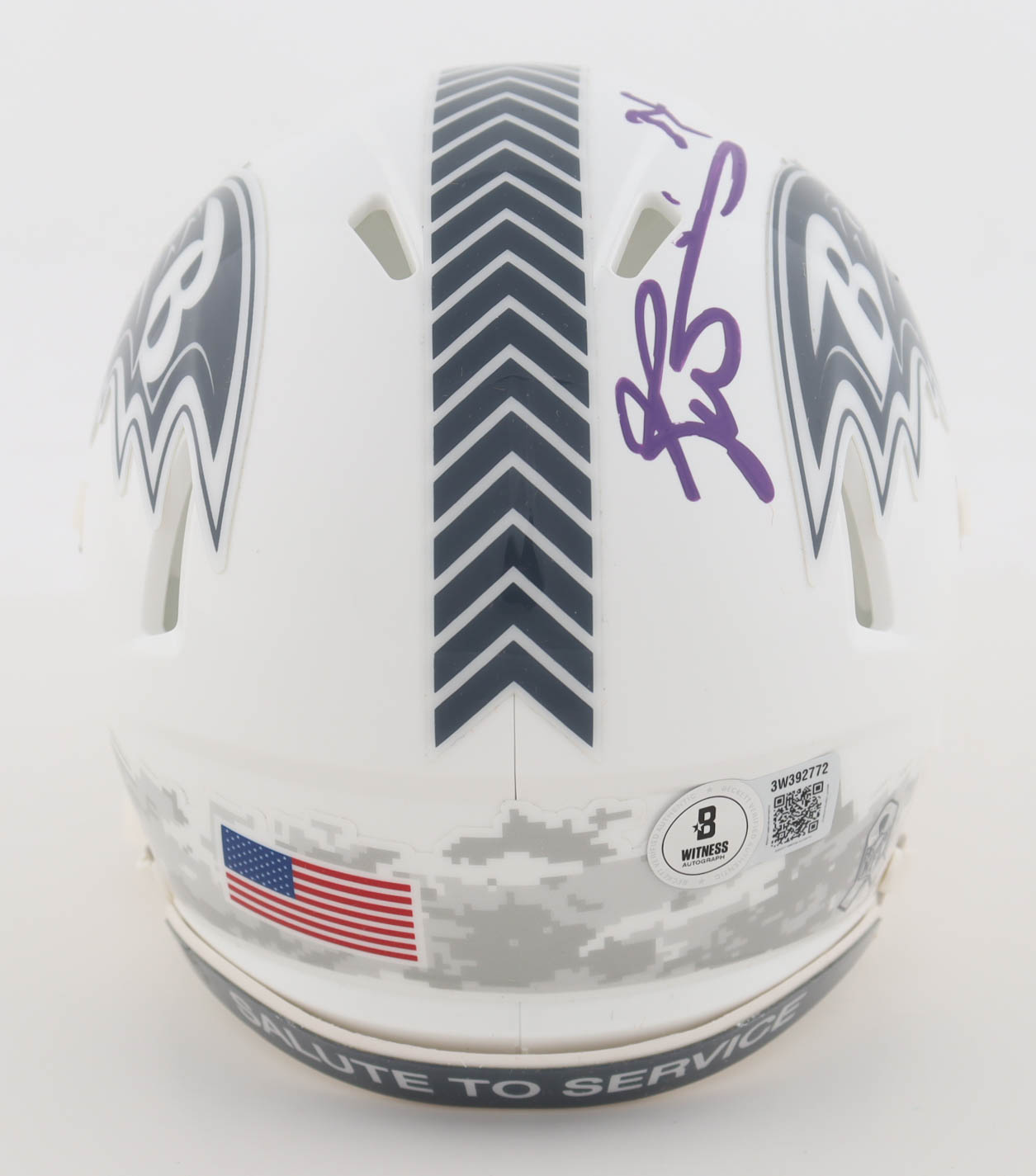 Ricky Williams Signed Ravens Salute To Service Alternate Speed Mini Helmet (Beckett) at PristineAuction.com Ricky Williams Signed Ravens Salute To Service Alternate Speed Mini Helmet (Beckett) at PristineAuction.com