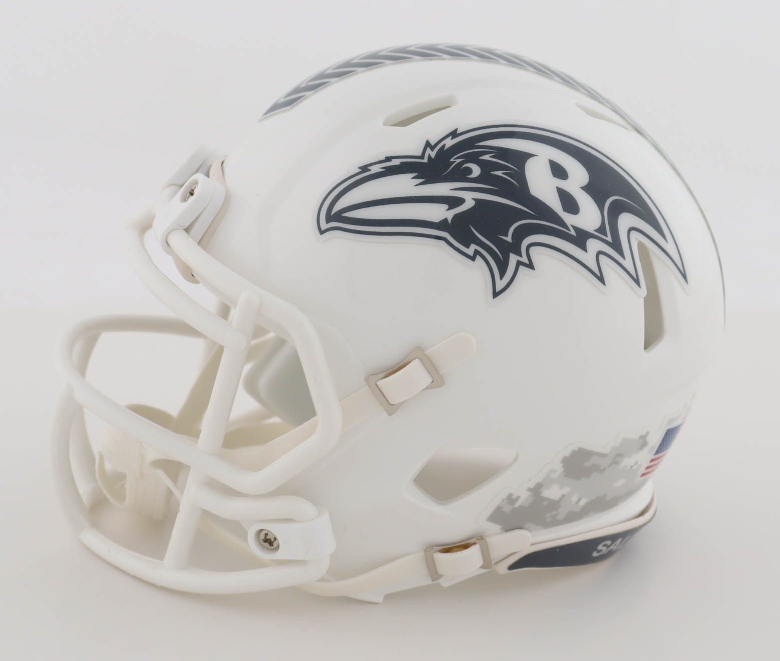 Ricky Williams Signed Ravens Salute To Service Alternate Speed Mini Helmet (Beckett) at PristineAuction.com Ricky Williams Signed Ravens Salute To Service Alternate Speed Mini Helmet (Beckett) at PristineAuction.com