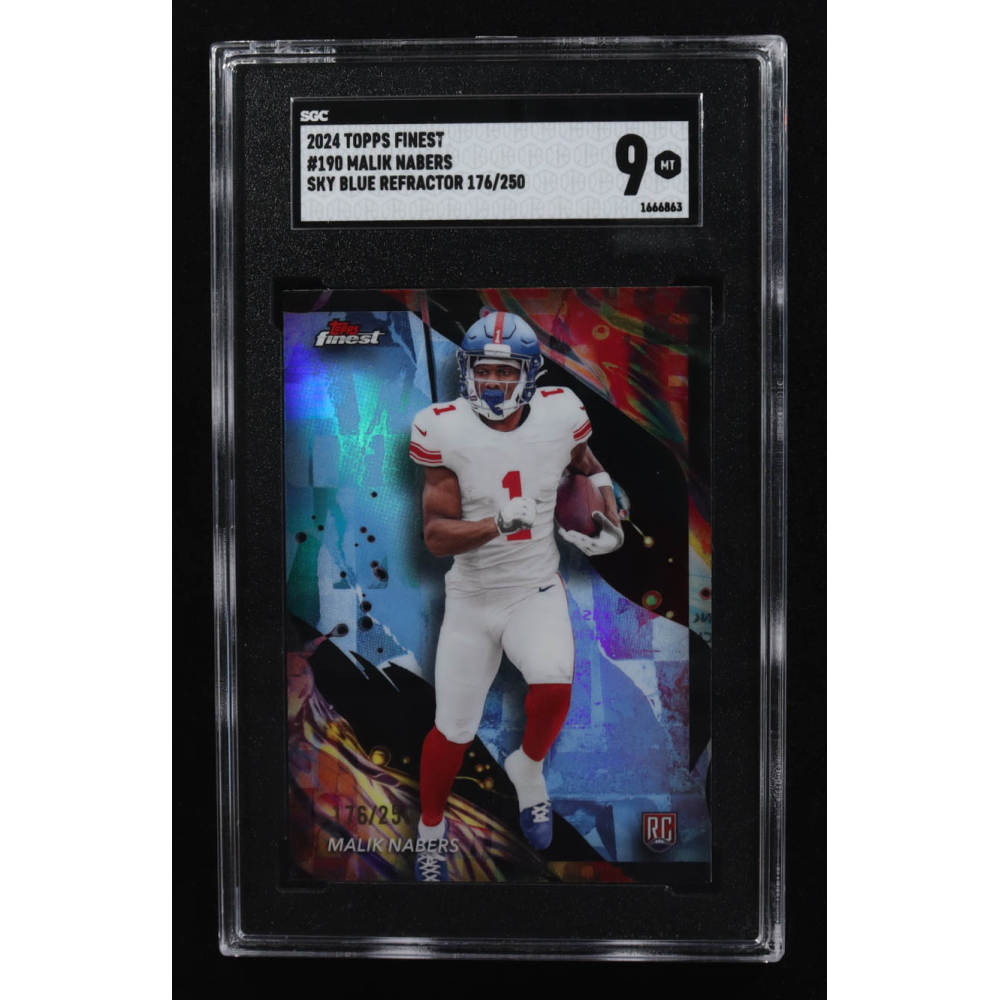 Malik Nabers 2024 Finest Sky Blue Refractors #190 #176/250 RC (SGC 9) at PristineAuction.com