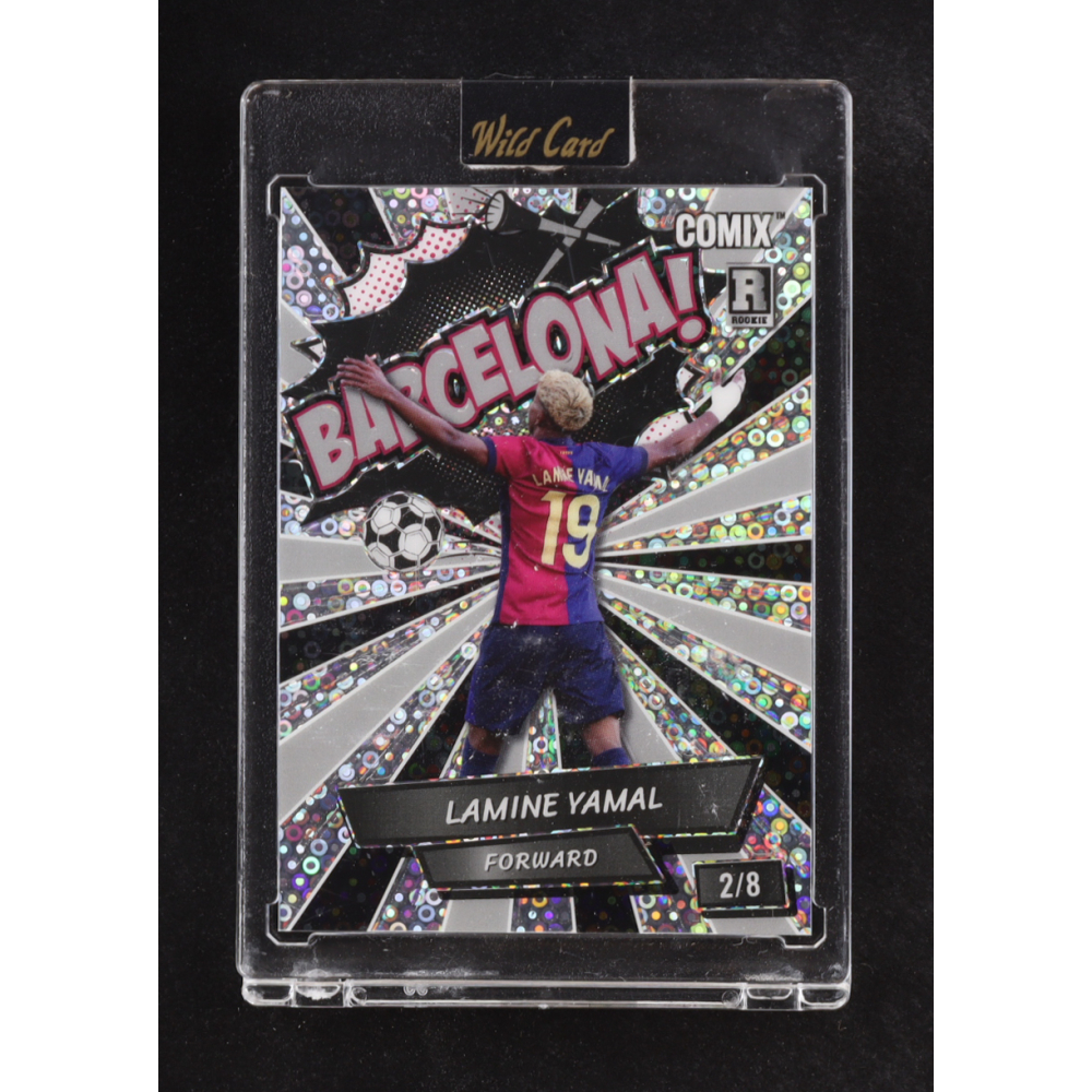 Lamine Yamal 2024 Wild Card Comix BARCELONA! Silver Donut Circles #ACBLB-LY05 #2/8 RC at PristineAuction.com